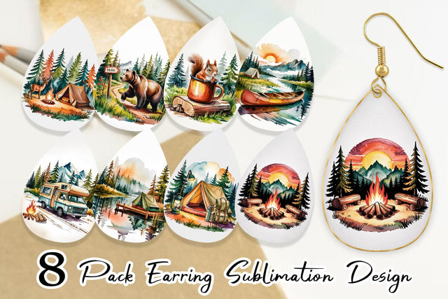 Earring Vintage Camping Vibes Sublimation artnoy 