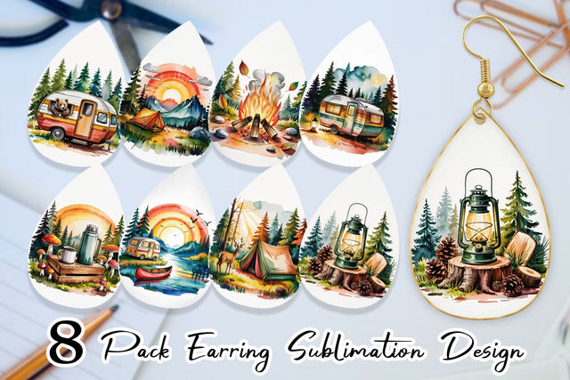 Earring Vintage Camping Vibes Sublimation artnoy 