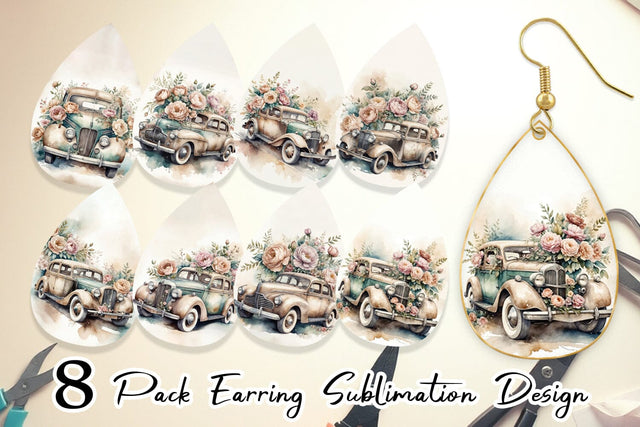Earring Vintage Car Sublimation artnoy 