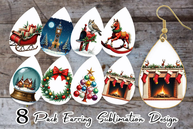 Earring Vintage Christmas Sublimation artnoy 