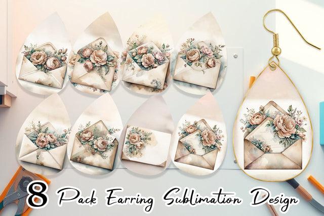 Earring Vintage Envelope Sublimation artnoy 