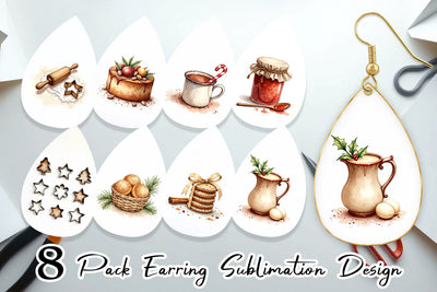 Earring Vintage Farmhouse Christmas Sublimation artnoy 