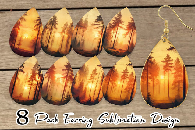 Earring Vintage Forest Sunset Sublimation artnoy 