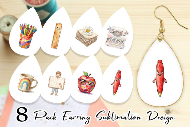 Earring Vintage Groovy Teacher Accessory Sublimation artnoy 