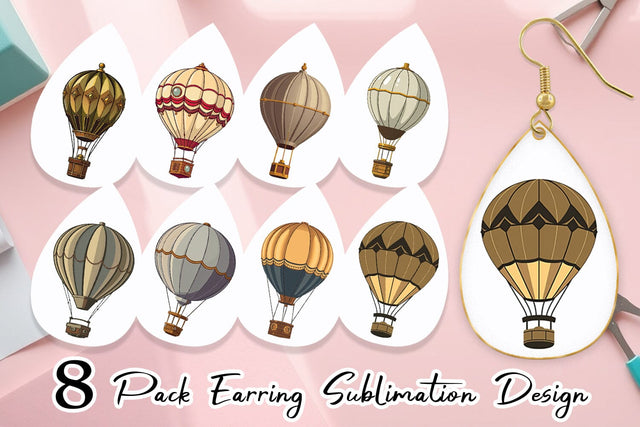 Earring Vintage Hot Air Balloon Sublimation artnoy 