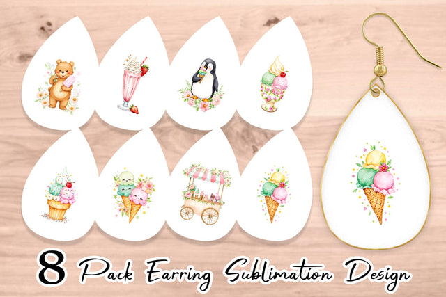 Earring Vintage Ice Cream Summer Sublimation artnoy 