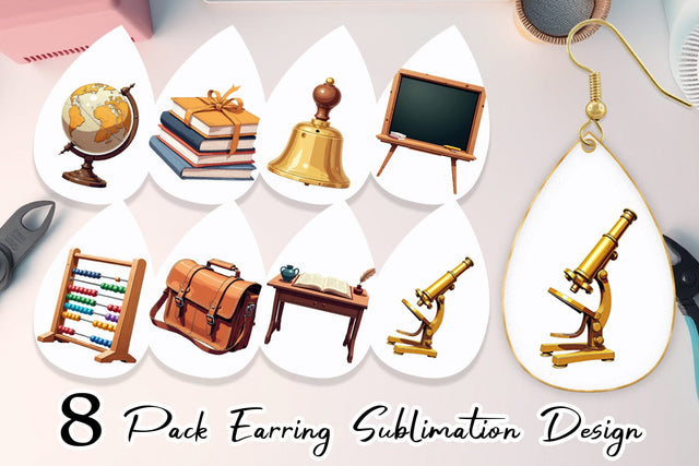 Earring Vintage School Day Sublimation artnoy 
