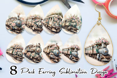 Earring Vintage Train Sublimation artnoy 