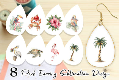 Earring Vintage Tropical Holiday Animal Sublimation artnoy 