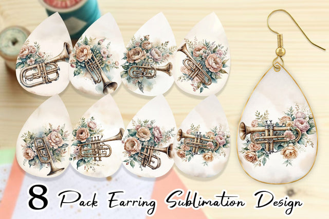 Earring Vintage Trumpet Sublimation artnoy 