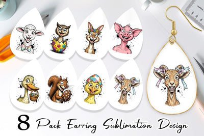 Earring Wacky Easter Animal Sublimation artnoy 