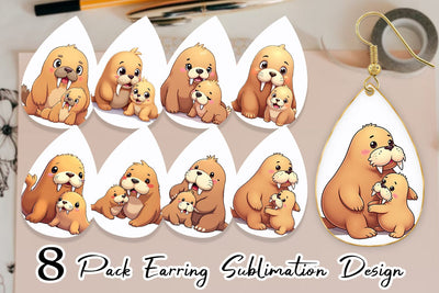 Earring Walrus Mother's Day Sublimation artnoy 