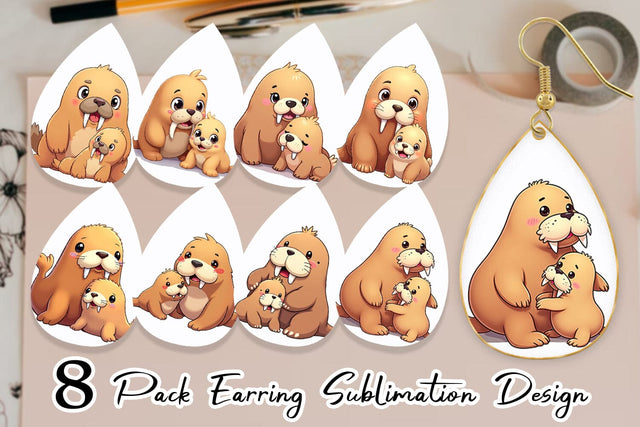 Earring Walrus Mother's Day Sublimation artnoy 
