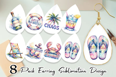 Earring Watercolor Anti Social Beach Quotes Sublimation artnoy 