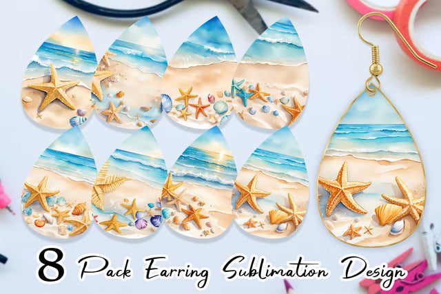 Earring Watercolor Beach Summer Sublimation artnoy 