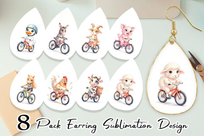 Earring Watercolor Big Eye Barnyard Biking Art Sublimation artnoy 