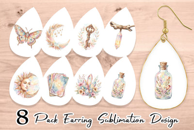 Earring Watercolor Boho Mystical Celestial Art Sublimation artnoy 