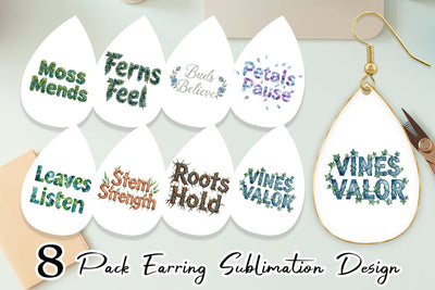 Earring Watercolor Botanical Nature Recovery Art Sublimation artnoy 