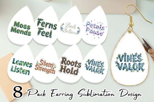 Earring Watercolor Botanical Nature Recovery Art Sublimation artnoy 