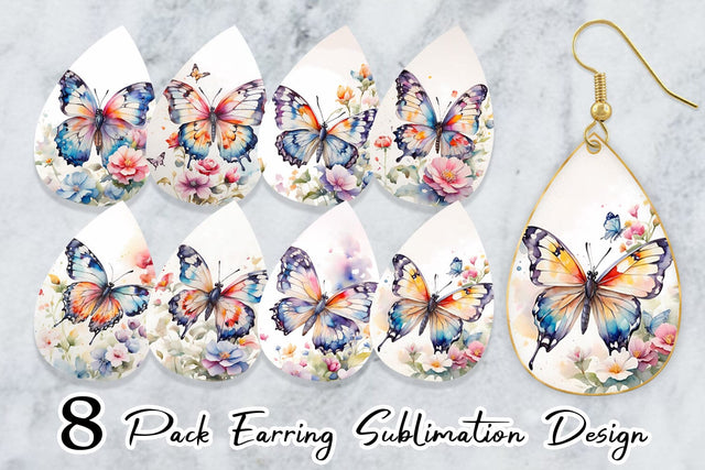 Earring Watercolor Butterfly Sublimation artnoy 