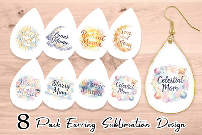 Earring Watercolor Celestial Boho Mother Quotes Sublimation artnoy 