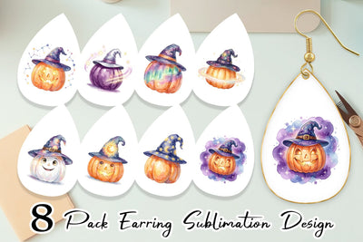 Earring Watercolor Celestial Starlight Witch Hat Sublimation artnoy 