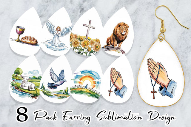 Earring Watercolor Christian Sublimation artnoy 