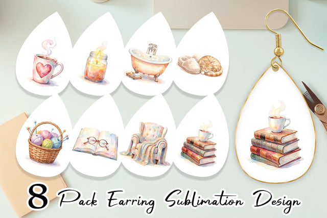 Earring Watercolor Cozy Mom Relaxation Art Sublimation artnoy 