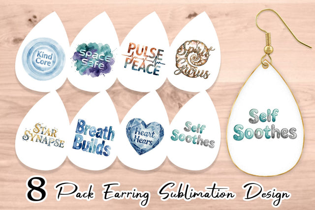 Earring Watercolor Crystalline Mindset Quotes Sublimation artnoy 