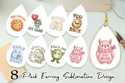 Earring Watercolor Cute Ugly Momster Quotes Sublimation artnoy 