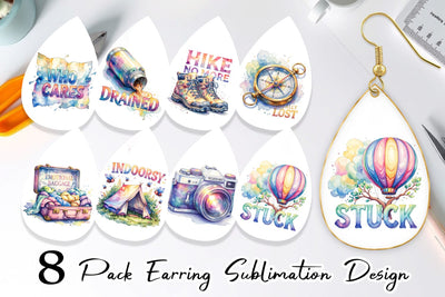 Earring Watercolor Cynical Travel And Hiking Art Sublimation artnoy 