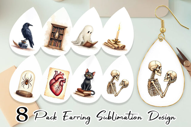 Earring Watercolor Dark Academia Creatures Sublimation artnoy 