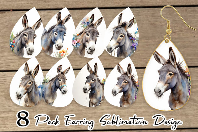 Earring Watercolor Donkey Easter Sublimation artnoy 
