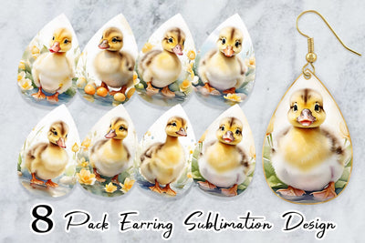 Earring Watercolor Easter Duck Sublimation artnoy 