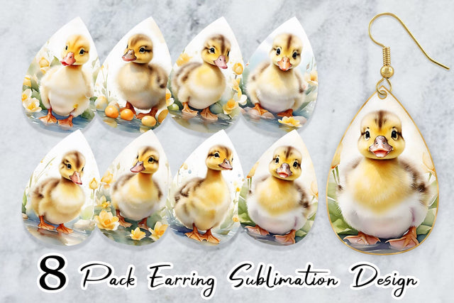 Earring Watercolor Easter Duck Sublimation artnoy 