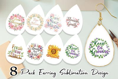 Earring Watercolor Elegant Floral Affirmations Quote Sublimation artnoy 