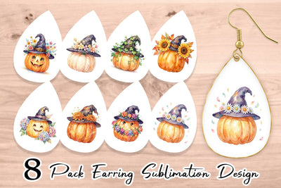 Earring Watercolor Enchanted Floral Witch Hat Sublimation artnoy 
