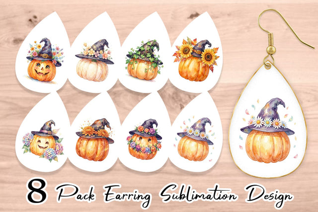 Earring Watercolor Enchanted Floral Witch Hat Sublimation artnoy 