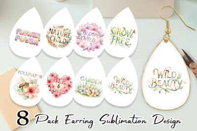 Earring Watercolor Floral Meadow Bee Quotes Sublimation artnoy 
