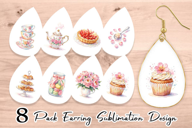 Earring Watercolor Floral Mother Day Tea Sublimation artnoy 