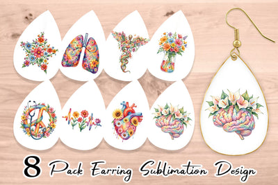 Earring Watercolor Floral Retro Medical Anatomy Sublimation artnoy 