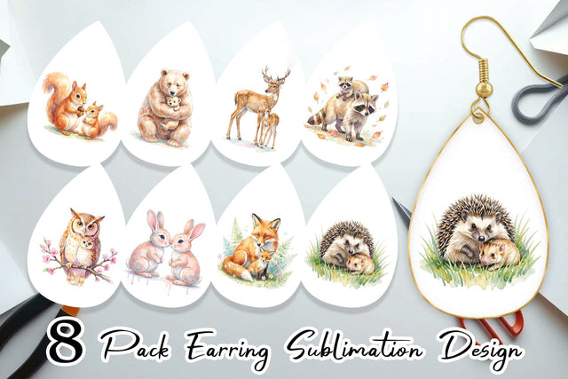 Earring Watercolor Forest Motherhood Love Sublimation artnoy 