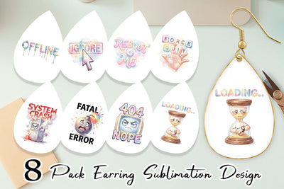 Earring Watercolor Funny 90s Tech Quotes Sublimation artnoy 