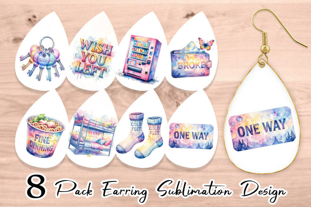 Earring Watercolor Funny Broke Traveler Quotes Sublimation artnoy 