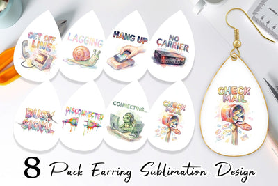 Earring Watercolor Funny Dial-Up Internet Art Sublimation artnoy 