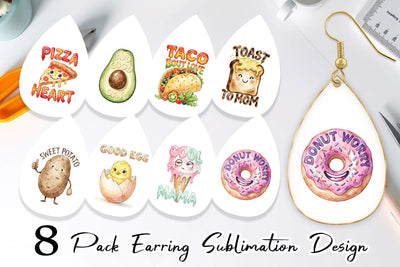 Earring Watercolor Funny Foodie Mom Puns Art Sublimation artnoy 