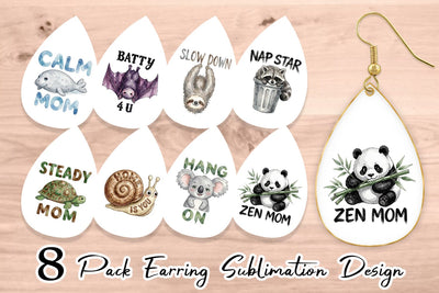 Earring Watercolor Funny Lazy Mom Life Quotes Sublimation artnoy 