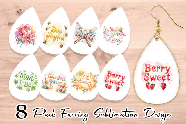 Earring Watercolor Funny Punny Garden Quotes Sublimation artnoy 