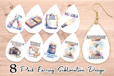 Earring Watercolor Funny Sarcastic Gear Quotes Sublimation artnoy 