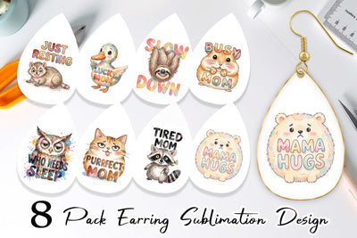 Earring Watercolor Funny Ugly Cute Animal Mom Quotes Sublimation artnoy 